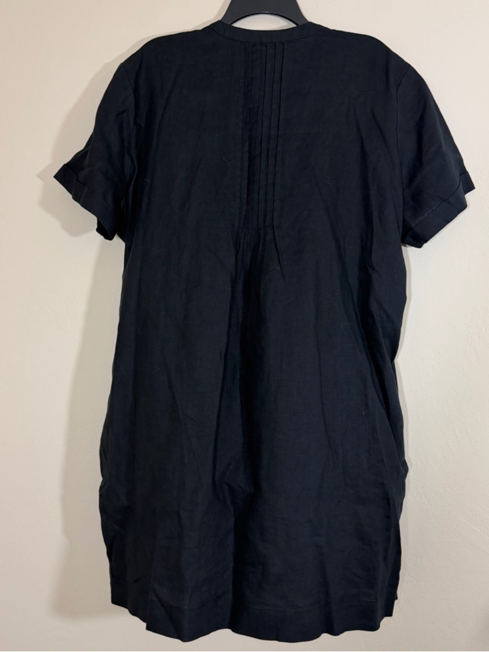 Quince 100% European Linen Swing Dress Womens XL Black Short Sleeve Pockets - Picture 6 of 12